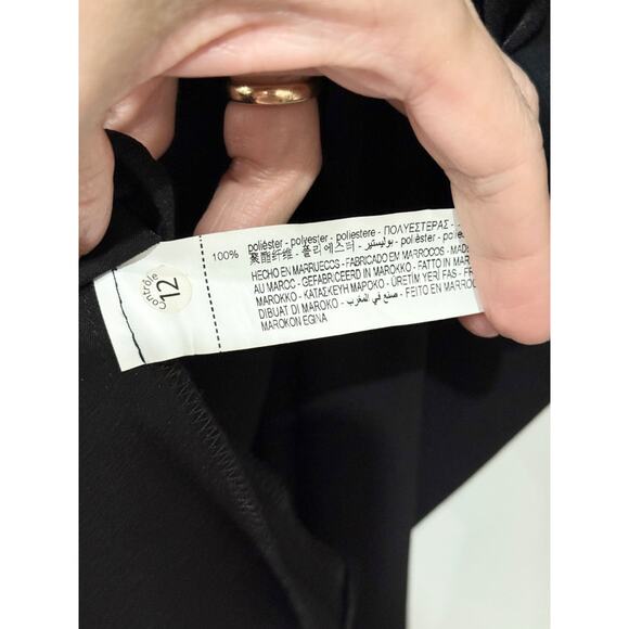 Zara Faux Wrap Knot Tunic Blouse with Gold Button Cuffs Black Womens Size Medium - Picture 7 of 7